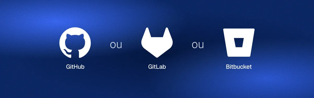 Les logos de GitHub, GitLab et Bitbucket côte à côte, séparés par le mot « ou ».